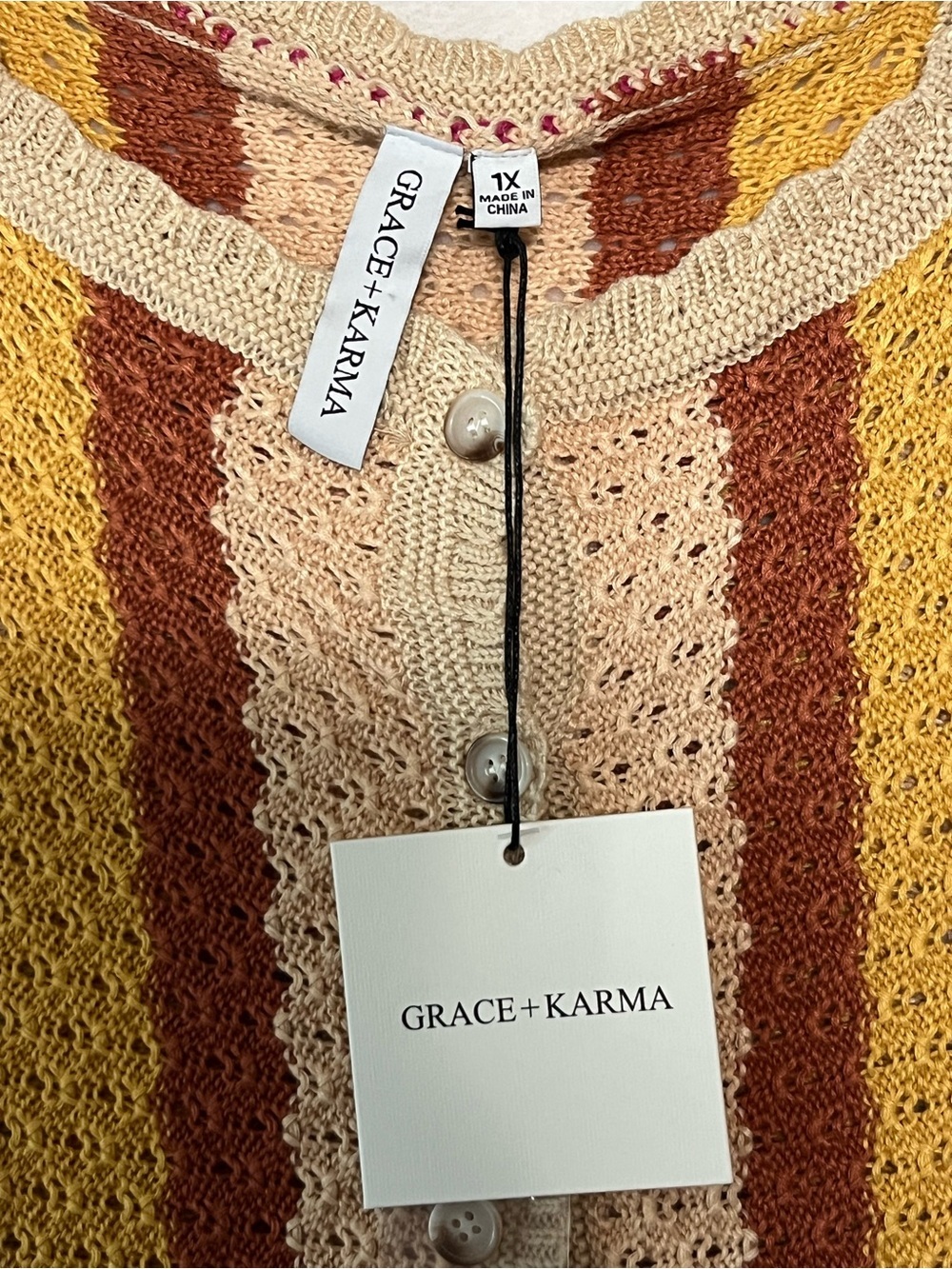 Grace + Karma NWT Boho Crochet Knit Tank 1X Festival Hippie Retro 70’s Vibe - Picture 3 of 6